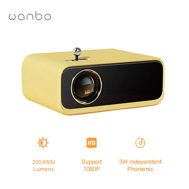 Wanbo X1 Mini Projector Support 1080P 200 Ansi Lumen Native Res 800x480p LED Portable Projector Full Glass Lens Home Theater (English Version)