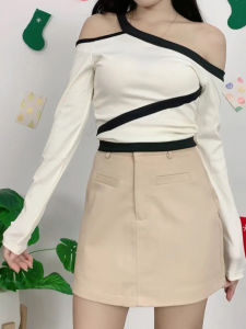 ชุดเซ็ตแฟชั่น เสื้อแขนยาว+กระโปรงสั้น สไตล์สาวหวาน ดูดีทันสมัย