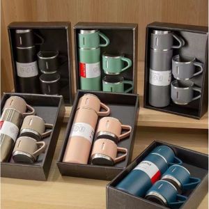 Bình Giữ Nhiệt Cao Cấp 500ML Lõi Inox 304 Tặng Kèm 2 Cốc Cách Nhiệt Fullbox Làm Quà Tặng Sang Trọng FERADO