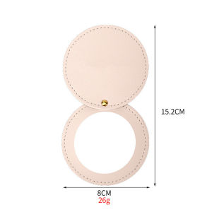 Round Mini Makeup Pocket PU Mirror Leather Pocket Mirror Rotatable Handheld Cosmetic Folding Mirror