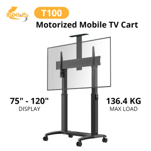 North Bayou NB (SG) T100 | 75" - 120" TV Mobile Cart with Wheels Motorized Wireless remote control
