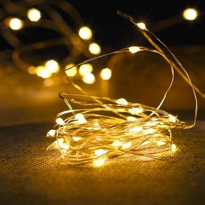 Waterproof Fairy Lights Copper Wire LED String Lights Garland Indoor Bedroom Home Wedding Decoration Battery Powered
