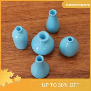 Madha 5Pcs 1:12 Dollhouse Miniature Vase Mini Simulation Geometry Vase Set Flower Arrangement Green Plant Pots Model Home Decor Toys
