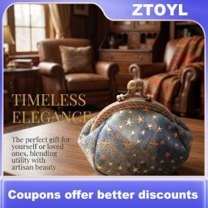 【ZTOYL】 Ladies Denim Change Purse Five Star Print Mini Wallet Buckle Organizer for Handbag Use and Daily Carry