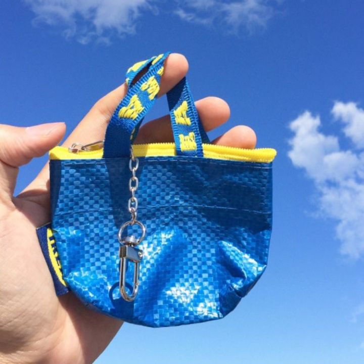 2 Pack Knölig Coin pouch Frakta IKEA Mini Bag with Zip Blue + Chain for  Keychain | eBay