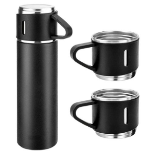 Vc Flask - Coffee Travel Mug with 3 Steel Cups Combo for Hot and Cold Drink 500ml