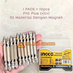 [PACK] Screwdriver Bit PH2+PH2 Magnet INGCO SDB21PH233 Mata Obeng Plus