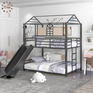 Bed Frame Double-layer Wrought Iron Bed Iron Frame High And Low Bed With Slide Bunk Bed
