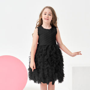 Rolanko Kids Girls Tutu Dress Ruffle Flower Toddler Baby Tulle Sleeveless Princess Party Summer Wear 2-7Years