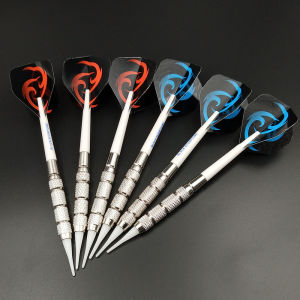 6pcs Professional Electronic Soft Tip Darts 18g 15cm Darts with Nylon Shaft with 2 Colors Dart Feather Leaves Flights