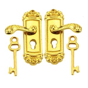 1/12 Scale Miniature Dollhouses Door Lock Key Set Dollhouses Decorations Accessories 2Pcs Dollhouses Door Lock and Key Set