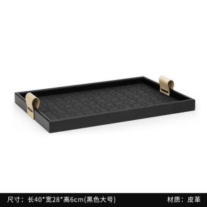 Light Luxury Black Gray Leather Aromatherapy Tray Advanced Sense Storage Tray Living Room Coffee Table Desktop Soft Decoration