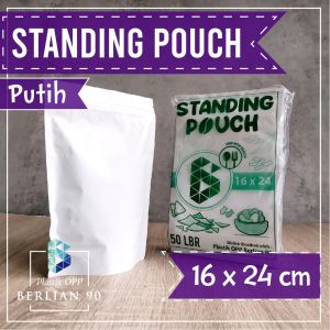 Standing Pouch Putih Doff 16x24 Cm - Plastik Kemasan Kopi isi 50 Pcs Plastik Kemasan Snack