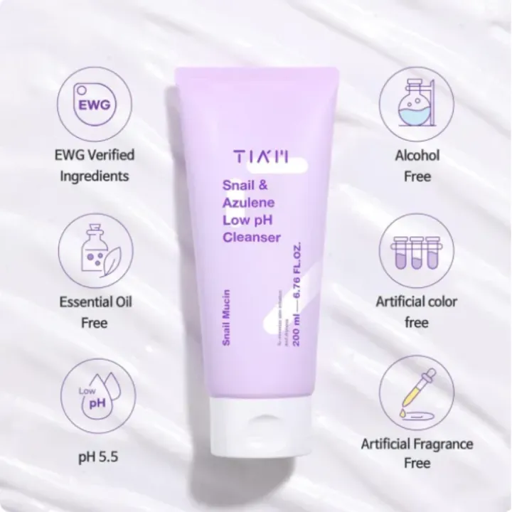 TIAM%20Snail%20&%20Azulene%20Low%20pH%20Cleanser%20200ml%20-%20Image%203
