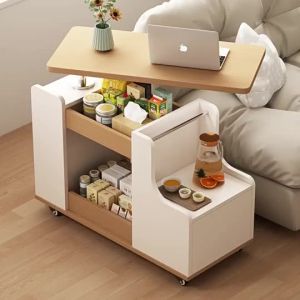【Free delivery】Movable lifting rotating edge bedside sofa side cabinet living room shelf log side table