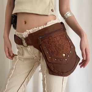 RIVVY Lightweight Waist Packs Phone Pack Ethnic Style Belt Drop Leg Belt Pouch Fashion Thigh Belt Chest Bag