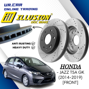 ILLUSION HONDA JAZZ T5A GK (2014-2019) SPORT DISC BRAKE ROTOR FRONT (DEPAN)  ANTI RUSTING MAKE IN THAILAND READY STOCK