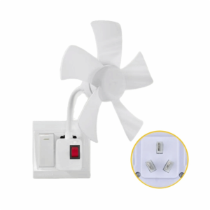 OUREAL 3-Prong Plug Wall Socket Fan 3/5 Blade Wall-Mounted Cooling Fan Energy Saving Kitchen Mini Fan Summer