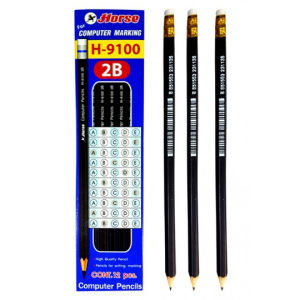 HORSE ดินสอไม้ ดินสอ ตราม้า รุ่น H-9100 ขนาด 2B บรรจุ 12แท่ง / กล่อง