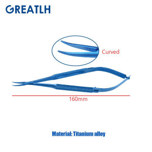GREATLH 1pcs Titanium Autoclavable Round Handle Needle Holder Straight/curved Needle Holding Forceps Microsurgery Instrument