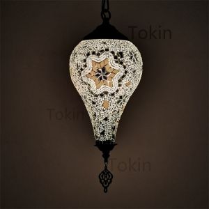 Moroccan Turkish Style Retro Vintage Kitchen Pendant Light E27 Base Mediterranean Style Decoration Mosaic Hanging Lamp