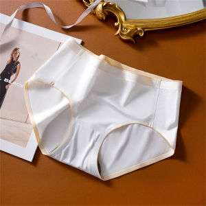 Silk Satin Panties 1/3 Pcs Comfortable Ice Silk Graphene Pure Cotton Naked Sense Traceless Mid-waist One-piece Briefs