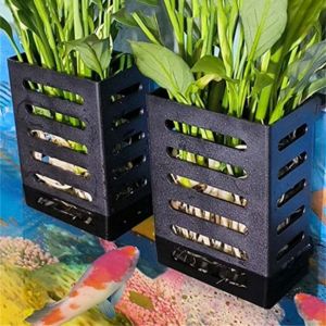 Floating Hanging Aquarium Plant Holder Plastic Black Aquarium Planter Cups Planter Baskets Aquatic Pot with Hanging Hooks Aquatic Plant Pot Aquarium