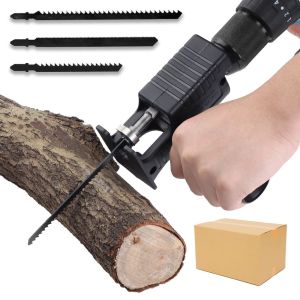 🔥 🔥24 hours delivery 🔥 🔥 With 3PCS Saw Blade Electric Drill Modified Electric Saw Reciprocating Saw Adapter Power Tools Wood Cutting Cutter Adapter Woodworking Tools Electric Reciprocating Saw Power Drill to Jigsaw Woodworking