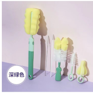 Cọ rửa bình sữa mút xốp 6 chi tiết cao cấp cho bé đầu chổi xoay 360 độ chổi vệ sinh núm