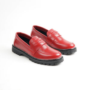 Moofeat Leyster - Sepatu Penny Loafers Pria Wanita Spanish Red