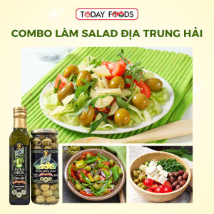 Combo Làm Salad Địa Trung Hải (Quả Oliu Xanh 450G + Dầu Oliu Extra Virgin 250ML)