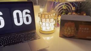 Four-Layer Cube Crystal Table Lamp Natural Crystal Salt Stone Bedside Lamp Princess Decoration Internet Celebrity ins Girly Atmosphere Light