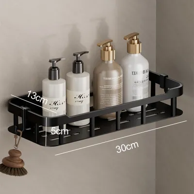 Bathroom Rack Wall Hanging Shelf Punch-free Toilet Organizer Triangle Kitchen Storage Rack No Drill Rak Bilik Mandi