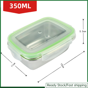 Uliekhy Stainless Steel Lunch Box Bento Box Portable Refrigerator Food Storage Container Large Capacity Fresh Keeping Bowl with Sealed Lid 350/550/850ML