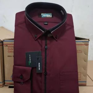 R-ONE REGULER Kemeja kerah lis kombinasi besic formal alisan / kemeja pria slimfit lengan panjang / baju atasan pria dewasa / kemja kantor pria jumdo termurah R-ONE Slim Fit Kemeja Katun Premium Lengan Panjang Kerah Pita Jumbo Pria