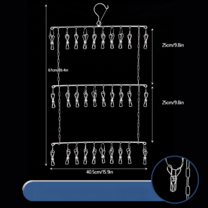 Stainless Steel Folding Drying Rack Multi Head Underwear Socks DryingStainless Steel Folding Clothes Drying Rack Multiple Clips For Underwear Socks Solid Drying Hanger Wardrobe Organizer Multi Head Laundry Sock Clips Holder