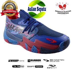 910 Nineten Sepatu Basket pria Nakami vol2 biru navy merah