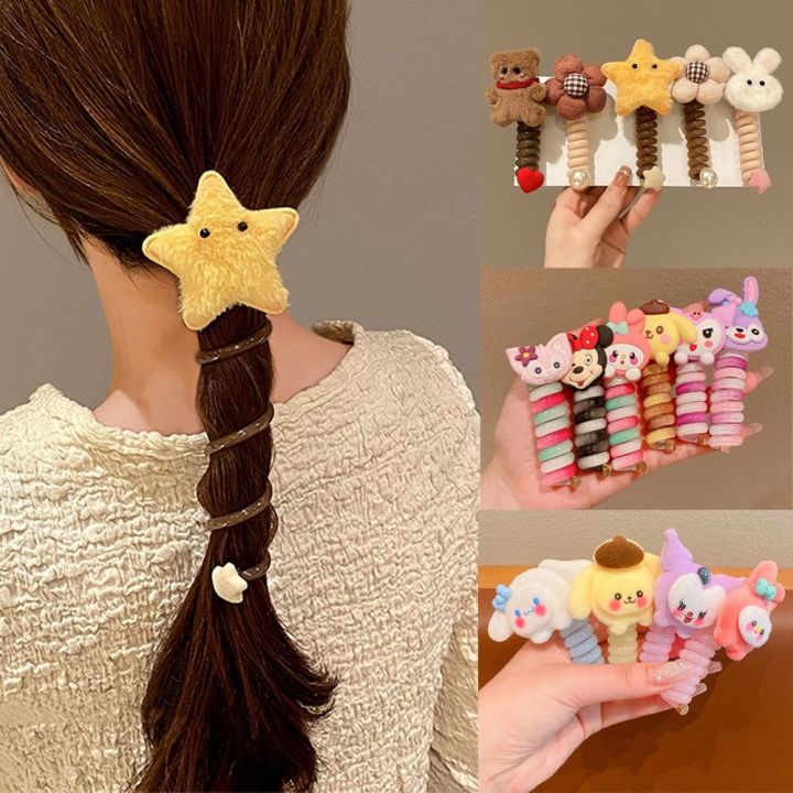 CHANBAEK telephone wire ponytail Rabbit Telephone Line Hair Rope Star ...
