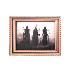 YIYU STUDIO Từ tính Ảnh Poster về White Ghost và Black Cat Mini Retro Nam châm tủ lạnh Halloween Dễ thương Gỗ Nam châm tủ lạnh hình phù thủy bí ngô Quà tặng Halloween