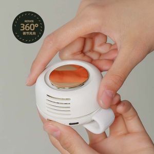 GROCERIY Brushless Motor Clip-on Button Fan USB Rechargeable Multi-speed Adjustable Bladeless Clip Fan 360° Rotatable Cooler Low Noise Operation Hanging Waist Fan for 3.7V/900mAh Stroller Cooling