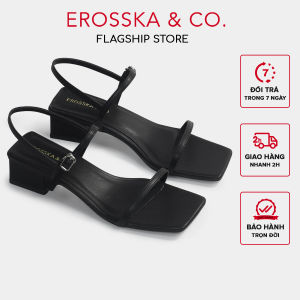 Erosska - Giày sandal cao gót phối dây kiểu dáng Hàn Quốc cao 4cm màu đen _ EM079