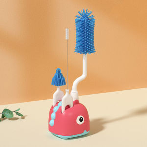 HamshMoc No Dead Angle baby brush set Professional High Density Baby milk bottle brush cleaner 360 Degree Rotation Multifunctional sterilizable with storage box