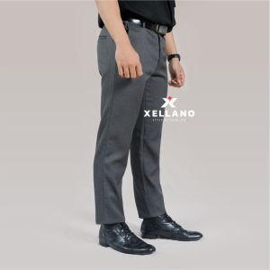 Xellano Celana Bahan Pria Kerja Formal Abu Gelap Bahan Kain Garren Kantor Slimfit 27-38