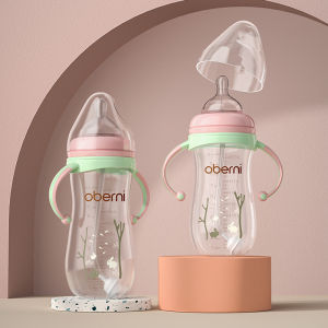 Oberni   Bình sữa trẻ em Bình sữa cổ rộng Mẫu cành nhựa PP Chống rơi và chống Colic 330ML
