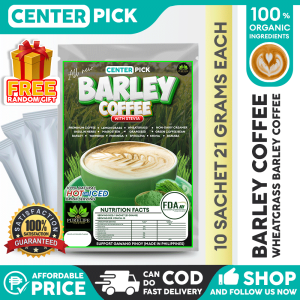 Centerpick Barley Coffee 10 Sachets Organic Brew Kape Stevia Blend Healthy Coffees Herbal Mix. Grain Herbs With Mangosteen Moringa Turmeric Banaba & Grapeseed Barleys Rice Coffee.