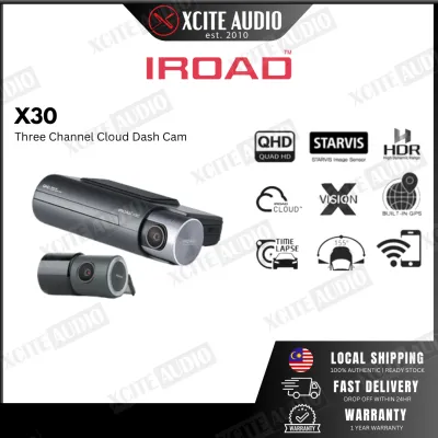 Iroad X30 3-Channel Cloud Dashcam | QHD-FHD-FHD 3H | Sony Stravis | Real-HD | Cloud Time Lapse | Advanced Driver Assistences System [LDWS] Wifi&Bluetooth | Original 100%