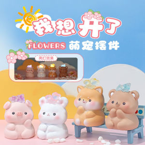 Cute Pet Toys Figure model Glowing LightResin Crafts - Perhiasan mainan 萌宠公仔发光