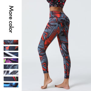 Womens High Waisted Yoga Pants Print Tummy Control Stretch Fitness Leggings Breathable Booty Lift Workout Gym Sports Leggings