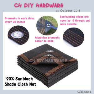 90% UV Resistant Shade Sun Black Net with Taped Edge with Aluminum Grommets Easier to Hang.sunblock Cover 90%.Orchid Netting Sunshade Netting Garden Mesh for Greenhouse Flowers Plants Patio Lawn Mesh