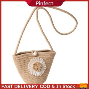 Women Girls Woven Straw Single Shoulder Crossbody Bag Crossbody Beach Bag for Work Shopping Travel Daily